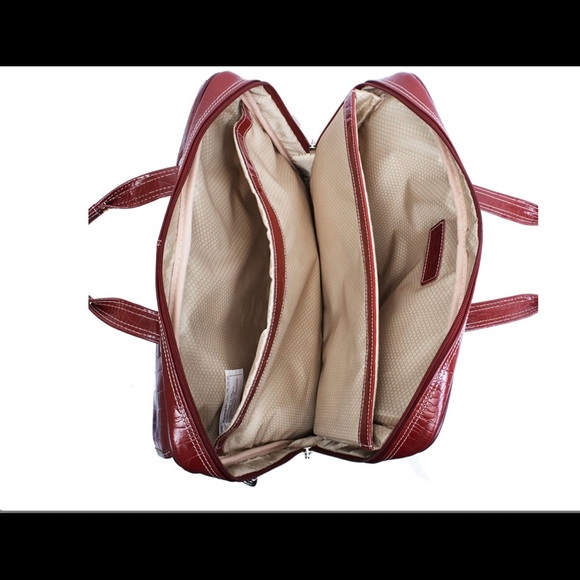 Siamod, Monterosso, SERVANO, Embossed Crocco Leather, 13" Tablet Briefcase, Red - Picture 6 of 10